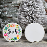 HUMNIC 10pcs Sublimation Blanks 2.6 Inch Ceramic Stone Car Cup Coasters with A Finger Notch for Easy Removal,Sublimation Blank Car Coaster,White Sandstone Car Coaster Sublimation Blanks HUMNIC