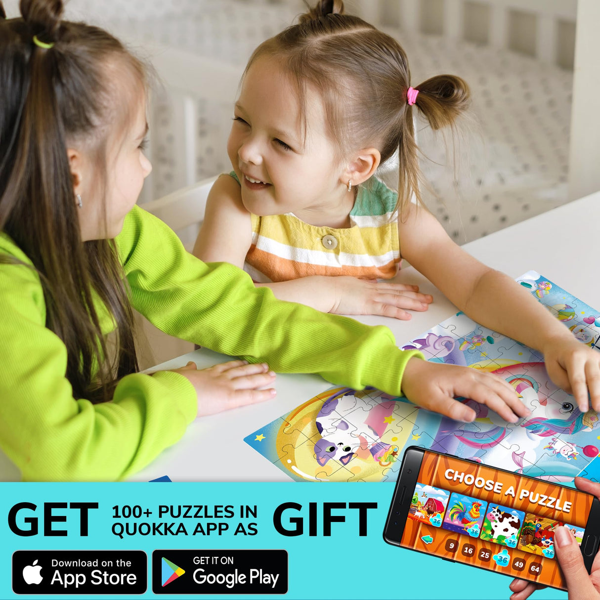 QUOKKA Puzzles for Kids Ages 4-6 - Set of 4x60 Jigsaw Puzzles for Toddlers 3-5 - Unicorn Princess Animals Toys for Children 6-8 yo - Gift Educational Game for Boys & Girls QUOKKA