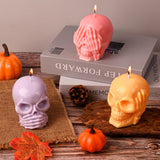 HUAKENER 3 Pack Skull Candle Molds, 3D Skull Resin Molds, Hear-no, Speak-no, See-no Skull Silicone Molds for Candle, Epoxy Resin, Soap, Halloween Cake Decor HUAKENER