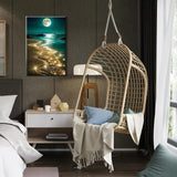 HeeBenor Framed Paint by Numbers Kit for Adults, Moon Paint by Number with Easel, DIY Beach Moon Landscape Oil Painting Kit, Adult Paint by Number Kits Framed Canvas for Home Decor 8x12 Inch HeeBenor