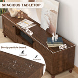 ANJ TV Stand for 75 inch TV, Mid-Century Modern TV Console with Storage Cabinet, Wooden Television Furniture for Living Room, Entertainment Center with Ample Large Storage Space ANJ