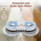 Electric Mop, AlfaBot S2 Cordless Spin Mop for Floor Cleaning, with LED Headlight and Sprayer/400ML Big Tank/60 Mins Runtime, Lightweight Floor Scrubber for Hardwood Floors, Tile, Laminate AlfaBot