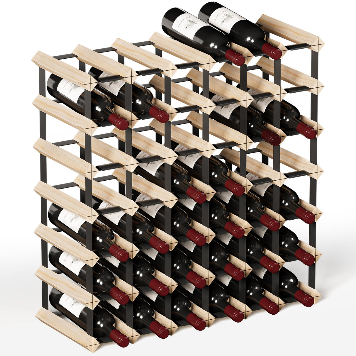 Wooden Wine Rack Countertop- Stylish Wine Racks for Cabinets, Perfect for Organizing and Displaying Your Wine Collection, Durable & Space-Saving Wine Storage Solution(42 Bottles) Urban Deco