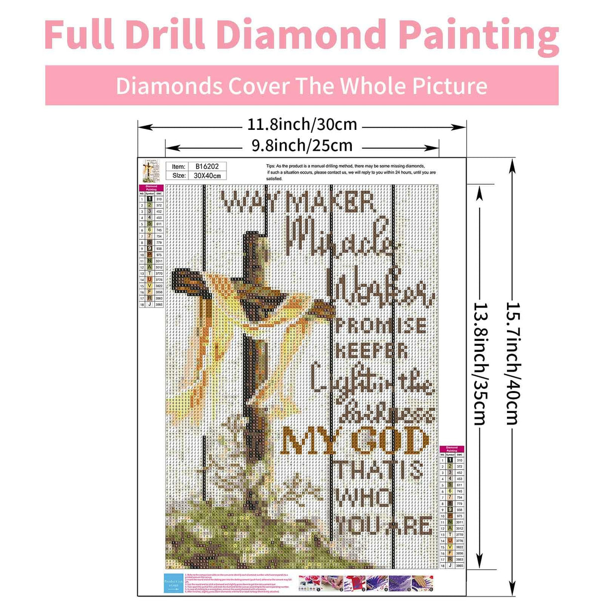 GEEHEIY Religious Diamond Art Kits for Adults, 5D Christian Cross Diamond Painting Kits for Beginner, DIY Jesus Cross Gem Art Dots for Adults, Perfect for Home Wall Decor 12x16 Inch GEEHEIY