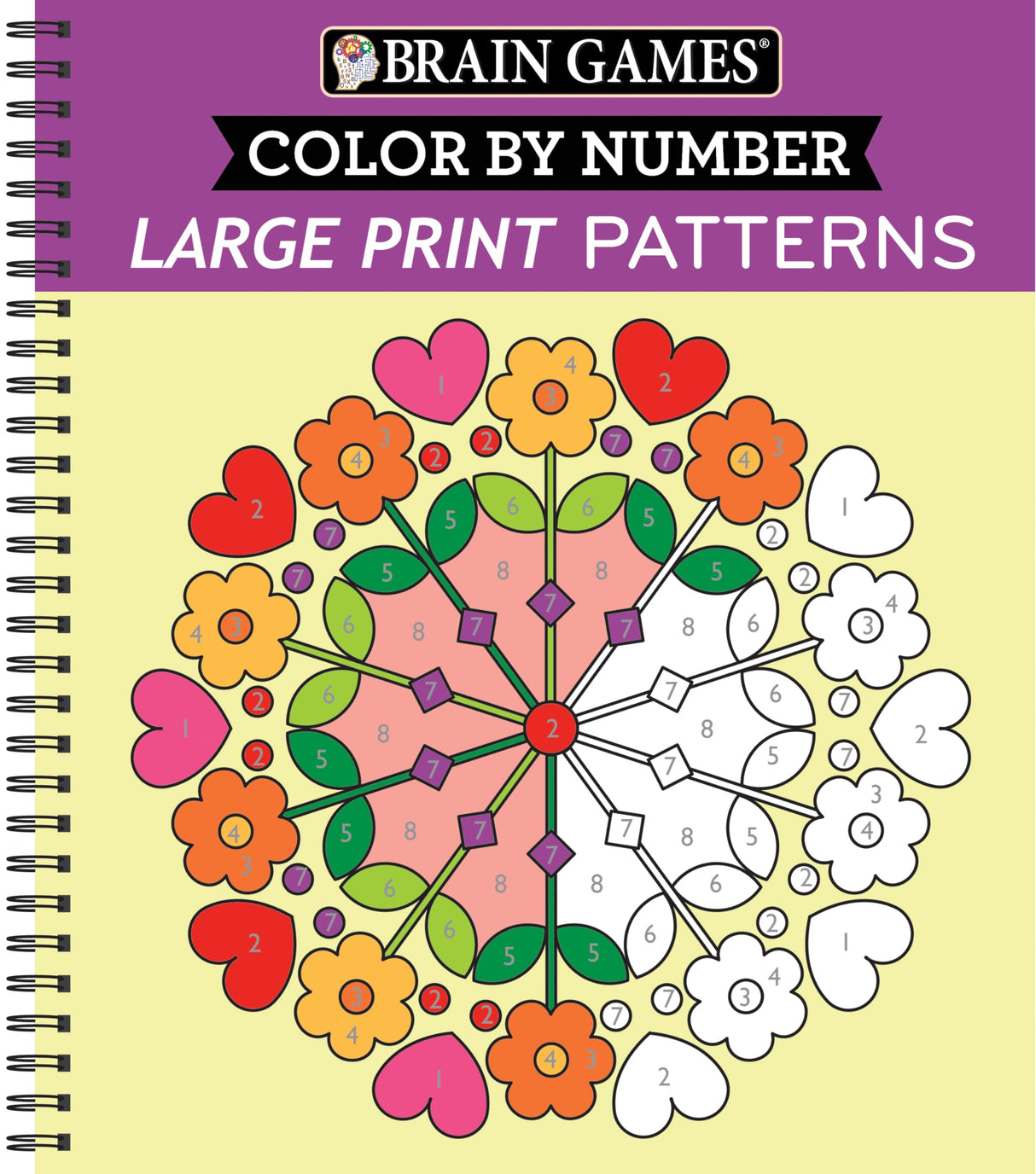 Brain Games - Color by Number - Large Print: Patterns (Stress Free Coloring Book) WoodArtSupply