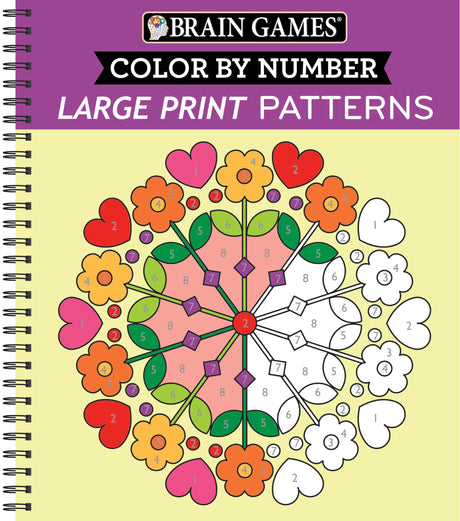 Brain Games - Color by Number - Large Print: Patterns (Stress Free Coloring Book) WoodArtSupply