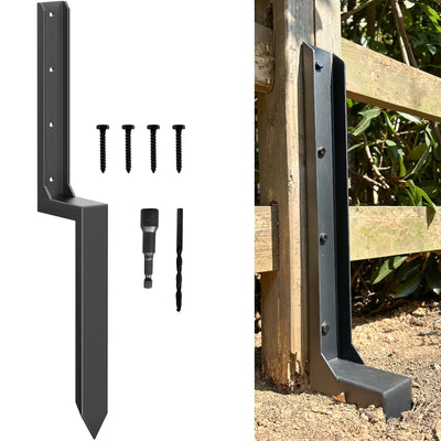 ARKSOLDIER Thickened Fence Post Repair Kit, Steel Fence Post Stakes, Anchor Ground Spike for Fix Broken 4x4/6x6 Wooden Fence Post Support (1