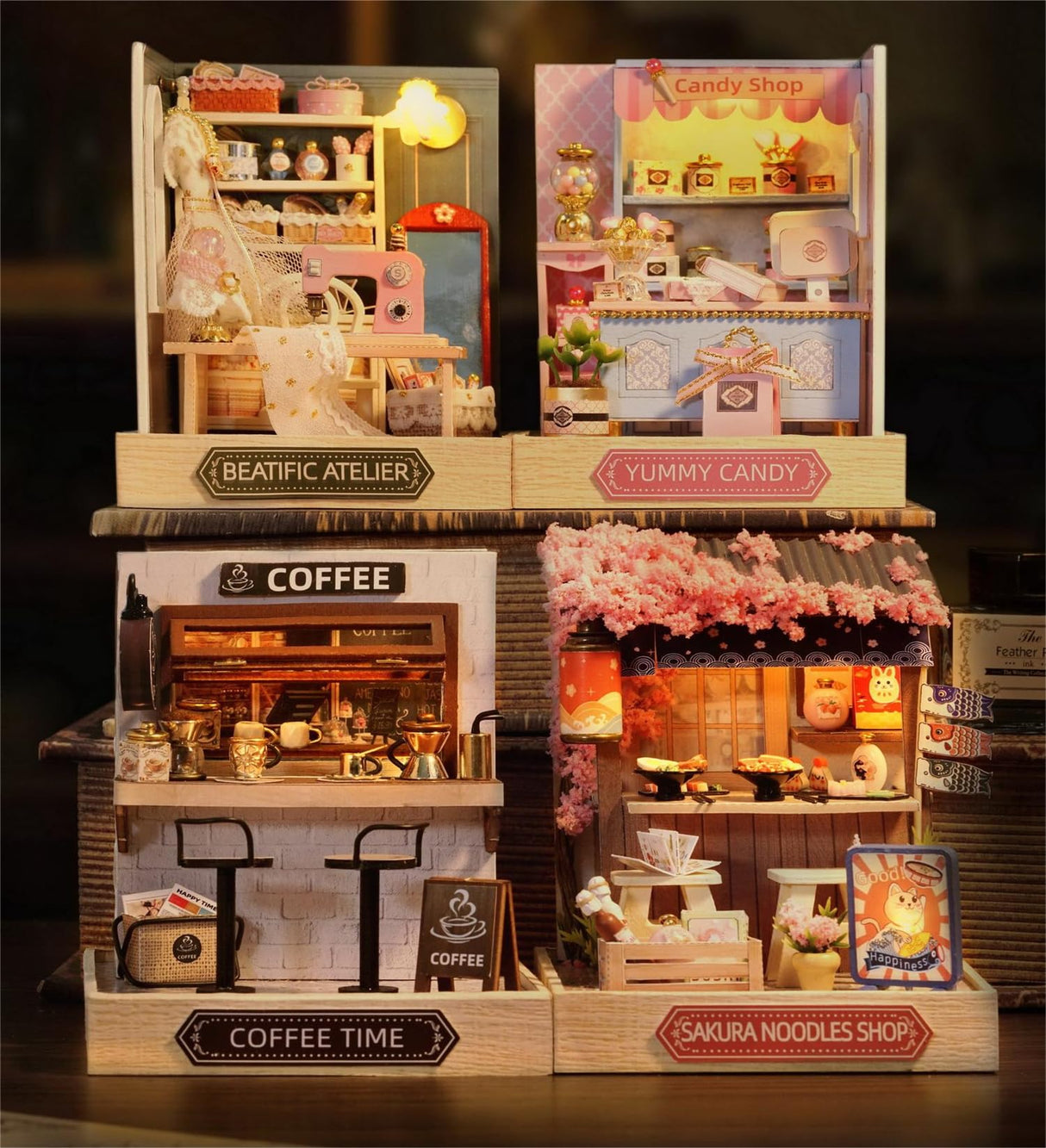 Flever Dollhouse Miniature DIY House Kit Creative Room with Furniture for Romantic Valentine's Gift (Coffee Time) Flever