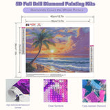 CEOVR Beach Sunset Diamond Painting Kits for Adults, Coconut Tree Diamond Art Dots 5D Full Drill DIY Gem Art for Beginner, Adult Crafts Kits Arts and Crafts, Wall Decor for Home Office 12x16in CEOVR