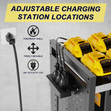 Goyappin 6-Tier Large Power Tool Organizer Cart with Charging Station, Heavy-Duty Garage Rolling Tool Cart with 6 Wheels, 8 Hooks & Adjustable Shelves, Holds 700LBS+ Goyappin