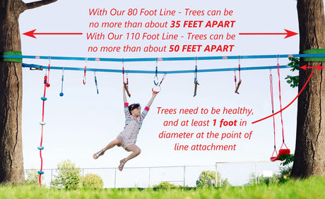 Double Ninja Slackline Obstacle Course for Kids | 110 Foot Line | Monkey Bars Playground Equipment | Ninja Warrior Obstacle Course for Kids | Patented Double Line Design (Deluxe) Lily's Things