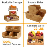 HOMESTEAD Bamboo Pantry Storage Bins - Stackable Baskets, Potato and Onion Storage for Pantry Organization, Set 3 Pieces HOMESTEAD