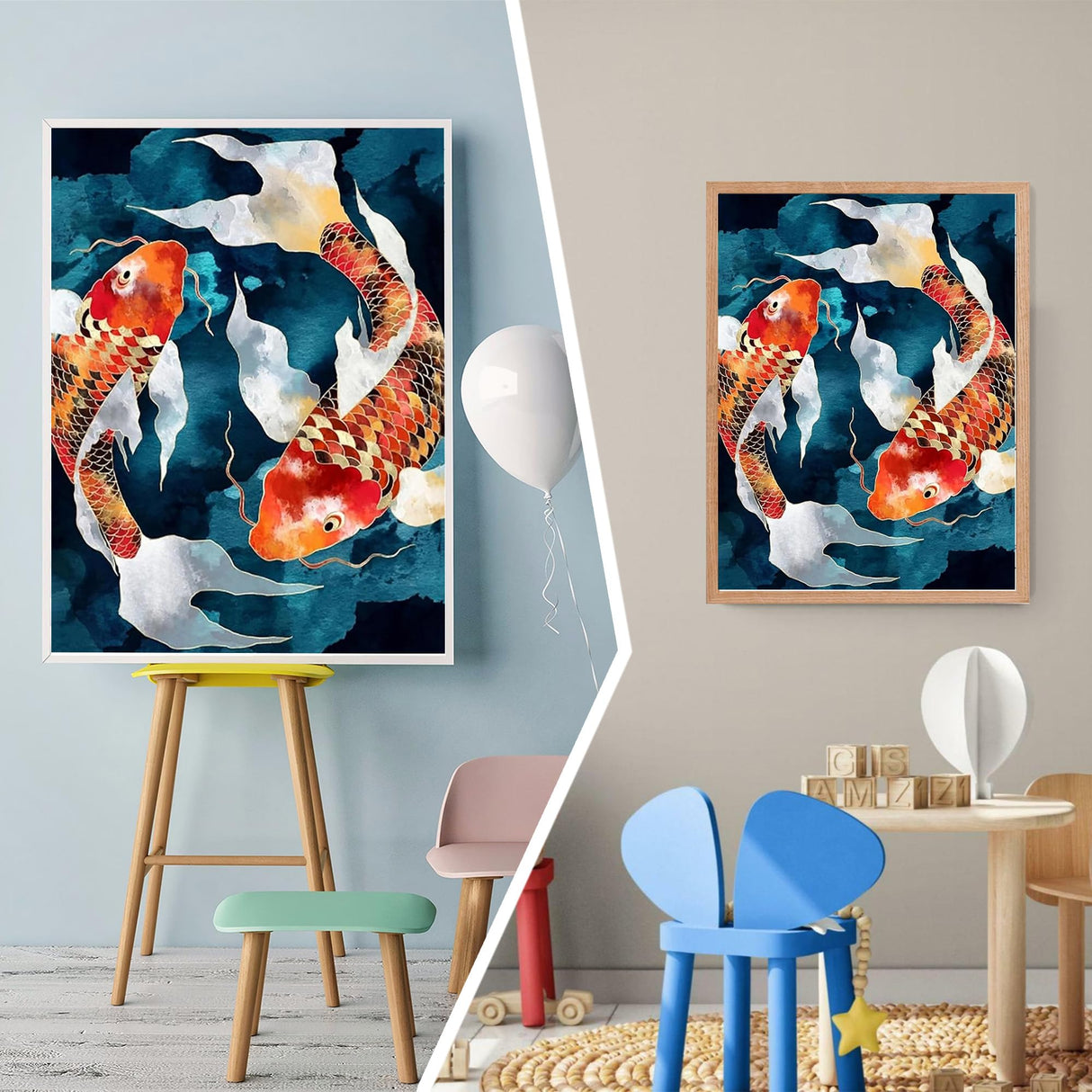 Huacan Diamond Painting Kit AB Diamond Art Kits for Adults 5D Koi Carp Fish Paint by Diamond DIY Full Round Drill Gem Art Kit Home Office Decor Gift 12x16 Inch Huacan