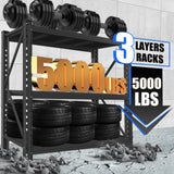 47.2''H Garage Shelving 5000LBS Heavy Duty Garage Storage Shelves Industrial Shelf Unit Easy Assembly 3 Tier Adjustable Metal Shelving Storage Organizer,47.2" H*51.2" W*24" D Metallitrend