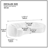 KEIKI 103" Boucle Half Moon Curved Sectional Sofa with 4 Throw Pillows, Modern 5-Seater Teddy Fleece Leisure Couch with Curved Backrest, Easy Assembly, for Living Room, Bedroom, Brown KEIKI