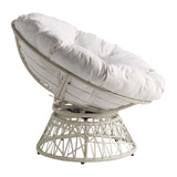 OSP Home Furnishings Wicker Papasan Chair with 360-Degree Swivel, White Frame with White Cushion OSP Home Furnishings