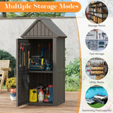 LHBcraft Shed Outdoor Storage Shed with Sloping Roof and Lockable Door, Resin Outdoor Storage Box Cabinet Waterproof and Multiple Hooks for Backyard, Patio, Poolside, Black LHBcraft