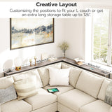 HOOBRO 5.9" Skinny Console Table with Charging Station, 63" Narrow Sofa Table with Power Outlets, Long Behind Couch Table, Slim Entryway Table for Hallway, Living Room, Greige and Black BG165UXG01 HOOBRO