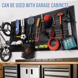 Slatwall Panels Garage Slat Wall Storage Systems 4'x2', Slat Wall Paneling Garage Wall Organizer, Black Slat Board PVC Wall Panels Slatwall Displays Garage Tool Organizer Wall Mount Ladder Bike Rack HODURWALL