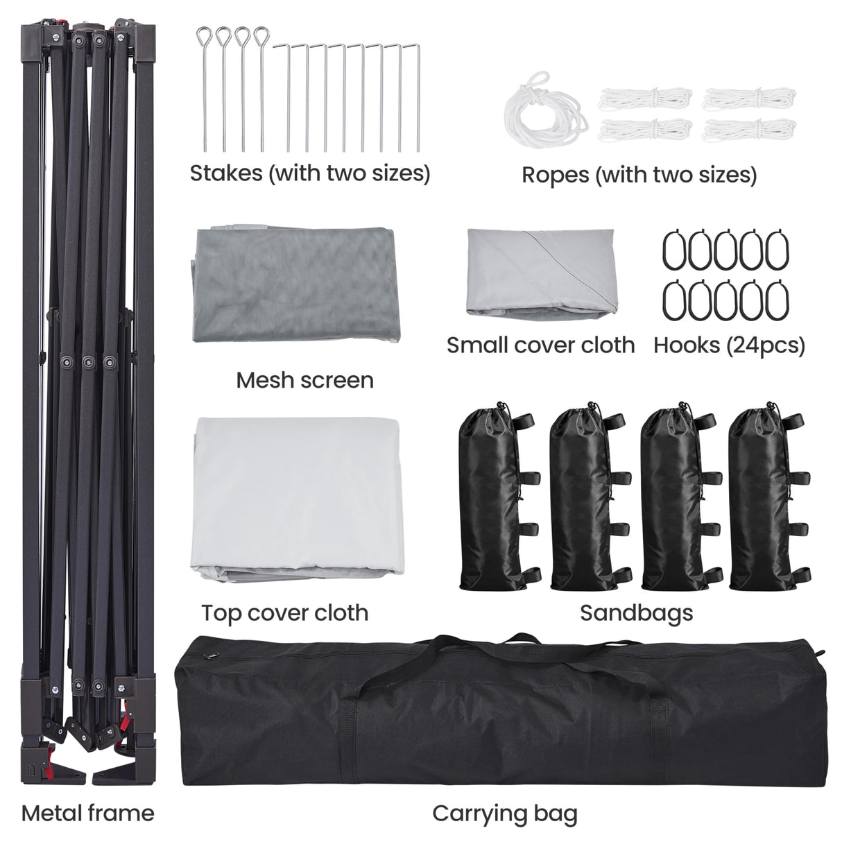 Yaheetech 11x11 Pop Up Gazebo Outdoor Canopy Shelter, Instant Patio Gazebo Sun Shade Canopy Tent with 4 Sandbags, 2 Tiers Roof & Mesh Netting for Lawn, Garden, Backyard & Deck, Gray Yaheetech