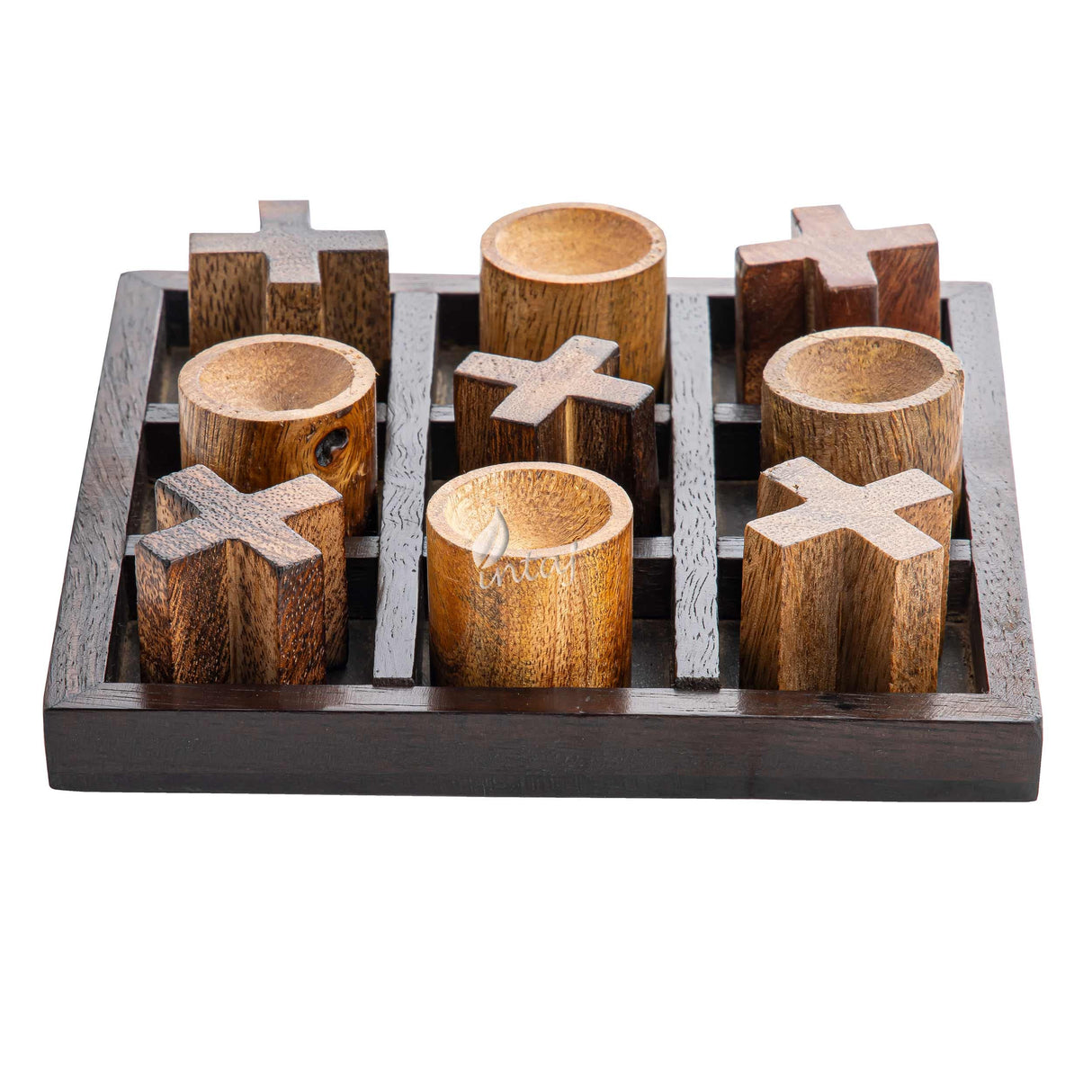 INTAJ Tic Tac Toe Wooden Board Game Table Toy Player Room Decor Tables Family XOXO Decorative Pieces Adult Rustic Kids Play Travel Backyard Discovery Night Level Drinking Romantic Decorations INTAJ