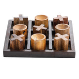INTAJ Tic Tac Toe Wooden Board Game Table Toy Player Room Decor Tables Family XOXO Decorative Pieces Adult Rustic Kids Play Travel Backyard Discovery Night Level Drinking Romantic Decorations INTAJ
