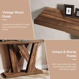 Tribesigns 55-Inch Farmhouse Console Table, Modern Behind The Couch Table with Geometric Base, Narrow Sofa Table Wood Long Entryway Table for Entrance, Living Room, Hallway, Foyer, Rustic Brown Tribesigns