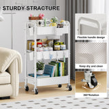 3 Tier Rolling Cart Metal with Wheels, White Three Tiered Craft Cart Organizer on Wheels, Storage Utility Carts for Art, Baby Nursery,Diaper Caddy, Cleaning Supplies, Nail,Lash,Snack,Book,Roller Shelf Aofure