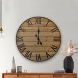 Wallcharmers Large Oversized Rustic Wall Clock, 24” | Handmade with Real Wood and Roman Numerals Wallcharmers