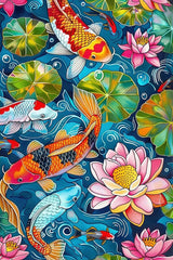 BTKMZ Lotus Pond with Koi Fish Diamond Painting Kits- 5D Full Drill Crafts for Adults Home Wall Decor Gift Diamond Dots,Create a Stunning Water Garden Masterpiece 8x12 Inch BTKMZ