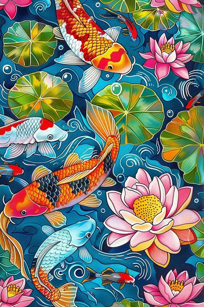 BTKMZ Lotus Pond with Koi Fish Diamond Painting Kits- 5D Full Drill Crafts for Adults Home Wall Decor Gift Diamond Dots,Create a Stunning Water Garden Masterpiece 8x12 Inch