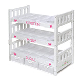 Badger Basket 1-2-3 Convertible Doll Bunk Bed with Bedding and Storage Baskets – Elegant White and Rose Design for 18 to 20-Inch Dolls Badger Basket