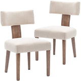 Wahson Beige Dining Chairs Set of 2, Comfy Upholstered Modern Farmhouse Kitchen Chairs with Wood Legs, Linen Fabric Dining Chairs with Curved Wingback for Living Room Bedroom Wahson