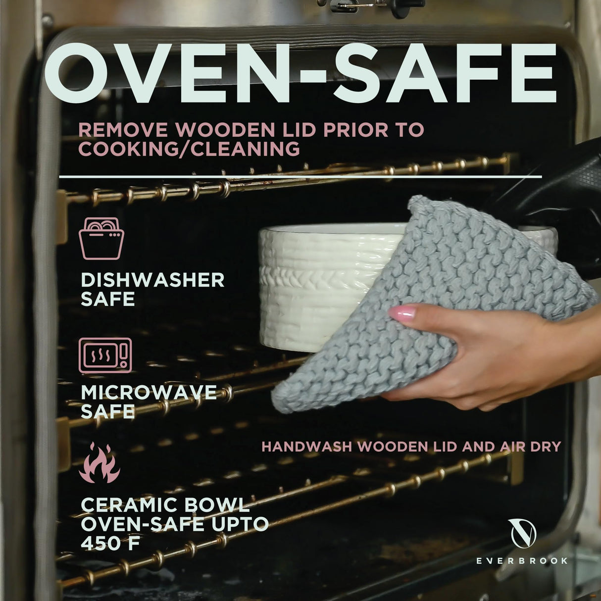 Everbrook Authentic Wood and Ceramic Tortilla Warmer - Tortilla Holder with Lid - Bread Warmer - Pancake Holder- Roti Box - 8.5 Inches Everbrook