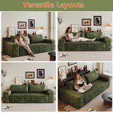 63" Cloud Loveseat Sofa - Boneless Deep Seat 2-Seater, No Assembly Foam Floor Couch, Plush Corduroy Fabric, Modern Living Room Sofa for Small Space Apartment, Bedroom, Office (Green, 63") Klwenas Maec