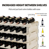 Modular Real Wood Wine Storage Racks - Stackable Wine Rack, Free Standing Floor Wooden Wine Rack, Premium Wine Storage Rack Elegant Display and Organizing for Kitchen and Cellar 8 Tier 72 Bottles Svimi