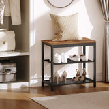 HOOBRO Shoe Bench, 3-Tier Shoe Rack, Industrial Shoe Organizer Storage Bench, 19.7 inches Entry Bench with Mesh Shelves, for Entryway, Living Room, Hallway, Easy Assembly, Rustic Brown BF50HX01 HOOBRO