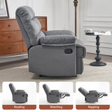 Ketaiyou Rocker Recliner Chair, Overstuffed Large Manual Rocking Recliner for Adults, Upholstered Comfy Soft Fabric Living Room Reclining Sofa Chair(Gray) Ketaiyou