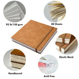 tumuarta Deckle Edge Paper Sketchbook, 92 LB, 150 GSM, 80 Sheets Mixed Media Paper, Acid Free, Handmade Journal Hardbound Sketch Book for Pencil, Ink, Markers, Acrylic and More (6" X 6") tumuarta