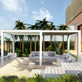 Domi Louvered Pergola 12'x20' Sun Shade Outdoor Aluminum Rainproof Pergola with Adjustable Roof for Backyard Garden Deck (White) domi outdoor living