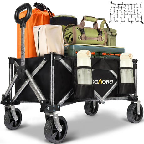 Collapsible Foldable Wagon Beach Cart - Large Capacity and Heavy Duty Folding Wagon Portable for Sports, Shopping, Camping Somorei