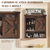 LUXOAK Farmhouse 24” Bathroom Wall Cabinet with Sliding Barn Door & Adjustable Shelf, Medicine Cabinet Wall Mounted, Storage Cabinet for Bathroom, Toilet, Kitchen, Living Room, Reclaimed Barnwood LUXOAK