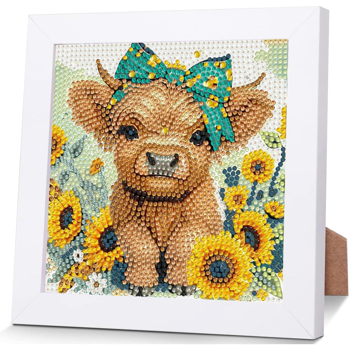 WEMEON Cow Diamond Art Painting Kits for Kids with Frame,Animal Diamond Art for Kids Ages 4-8-12,Package for Gift and Home Wall Decor(7x7inch) WEMEON