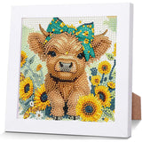 WEMEON Cow Diamond Art Painting Kits for Kids with Frame,Animal Diamond Art for Kids Ages 4-8-12,Package for Gift and Home Wall Decor(7x7inch) WEMEON