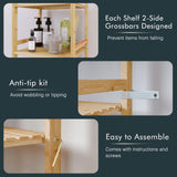 HITNET Tall Narrow Bookshelf, 5 Tier Bathroom Shelf Bamboo, Floor Standing Display Storage Organizer for Small Space, Adjustable Shelves, Natural Wood Bookcase HITNET