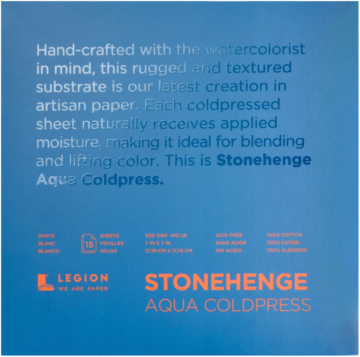 Stonehenge Yupo Paper Aqua Block Coldpress Pad 7"X7" 15 Sheets/Pkg-White 140lb Stonehenge Aqua