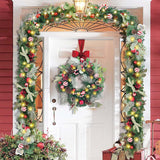 WANNA-CUL Pre-Lit 6 Feet/ 72 Inch Christmas Garland with Lights for Front Door Red White Christmas Mantel Garland Decoration with Ball Ornaments,Candy Canes,Eucalyptus Leaves, Battery Operated 30 LED WANNA-CUL