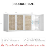Furnaza Rattan Wall Cabinets Set - Kitchen Wall Mounted Storage Cabinets with 2 Paper Rattan Doors and Shlelf Adjustable in Laundry or Bathroom Over The Toilet,One Set of 2 Pcs, in White Furnaza
