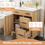 Mirightone 30" Wood Vanity with Sink, Bathroom Vanities 30 Inch with Sink, Single Sink Bathroom Vanity, 30 in Restroom Sink Vanity with 1 Soft Close Doors, 2 Soft Close Drawers, Adjustable Shelf Mirightone