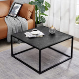 SAYGOER Black Coffee Table Small Square Coffee Table Simple Modern Center Table for Living Room Home Office 27.6 * 27.6 * 15.7Inch Easy Assembly, Black Faux Marble SAYGOER